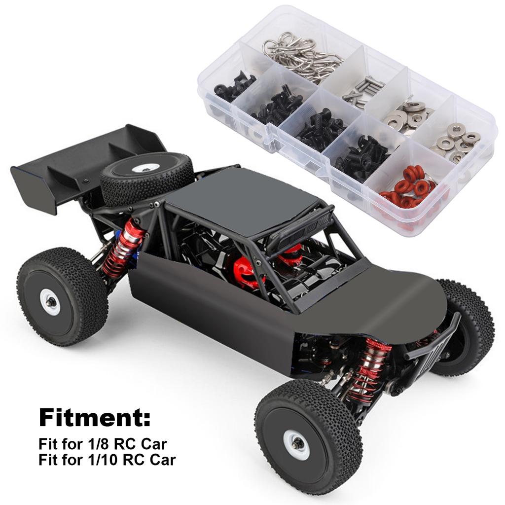 270Pcs RC Metal Screw Accessory Replacement Kit Fit for 1/8 1/10 Remote Control Car