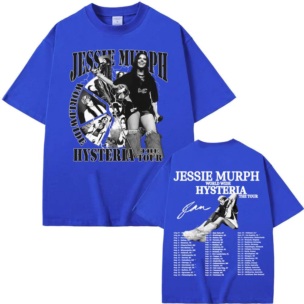 Jessie Murph Worldwide Hysteria Tour T-shirt 2025 Music Sad Girl Concert T-shirts Men Women Retro Hip Hop Fashion Cotton T Shirt