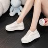 Leather platform white shoes women's summer 2025 autumn new soft-soled heightening board shoes one pedal light muffin single shoes