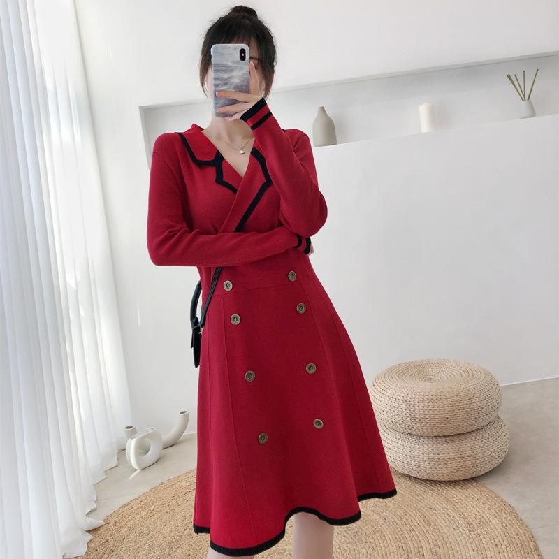 2024 Korean Retro Long-Sleeve A-Line Knitted Dress for Kids