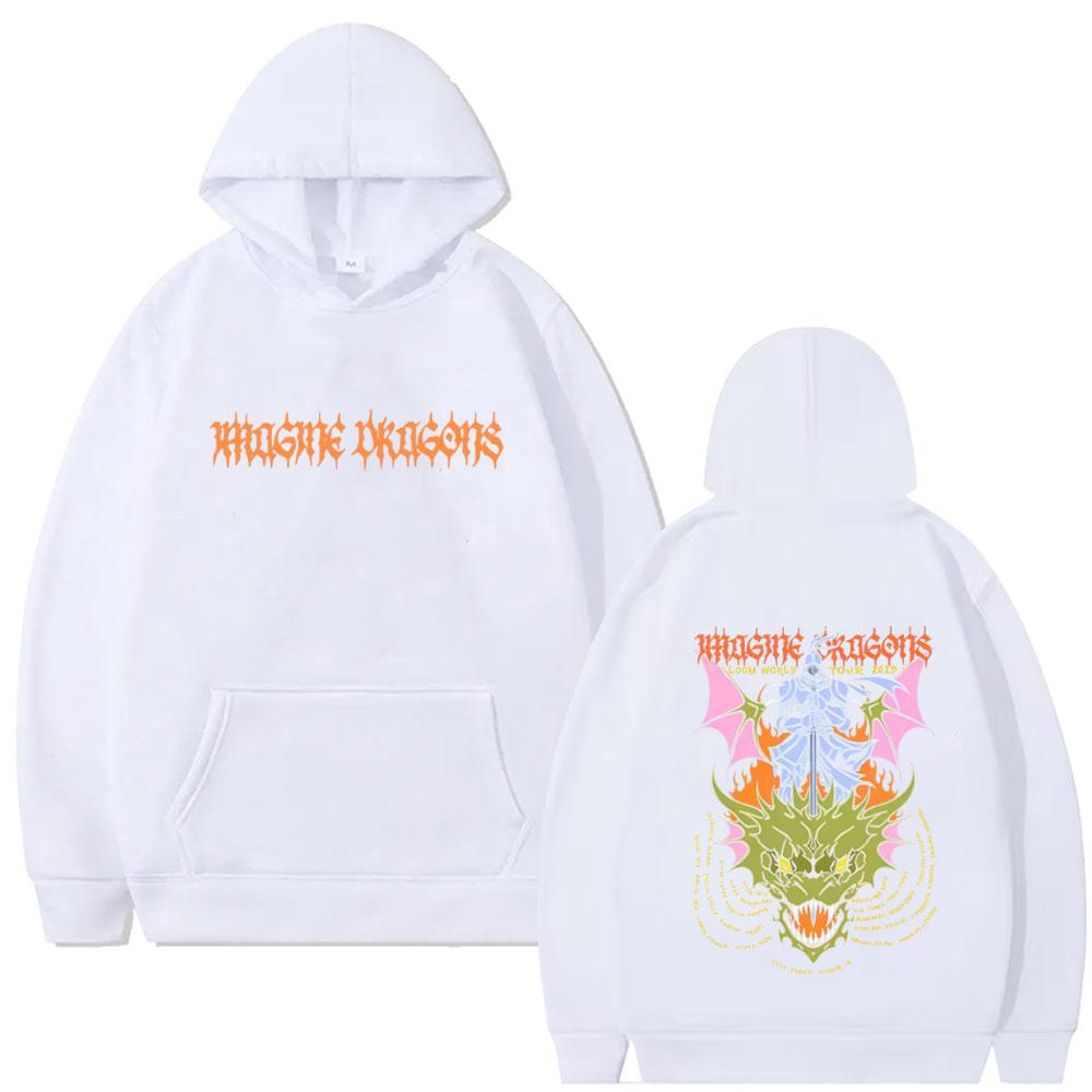 Bluza z kapturem Imagine Dragons Loom World Tour Męska Damska Moda Oversize Streetwear Mężczyzna Rock Kreskówkowy Smok Pulowerowe Bluzy z Kapturem