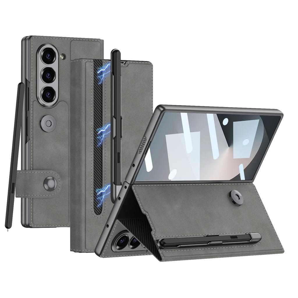 Samsung Z Fold6 Mobile Phone Case Folding Screen Carbon Fiber Shell Film Ultra Thin All Inclusive with Pen Slot Stylish Thin