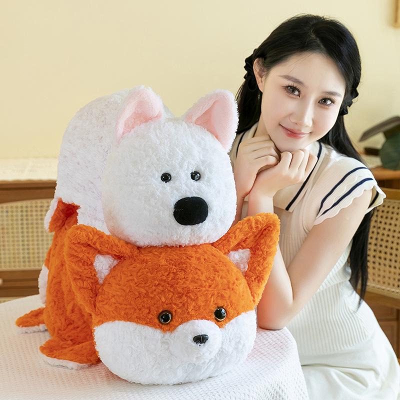 

Reversible Fox & Dog Plush Toy - Cute Birthday Gift & Pillow 48cm 0.33kg
