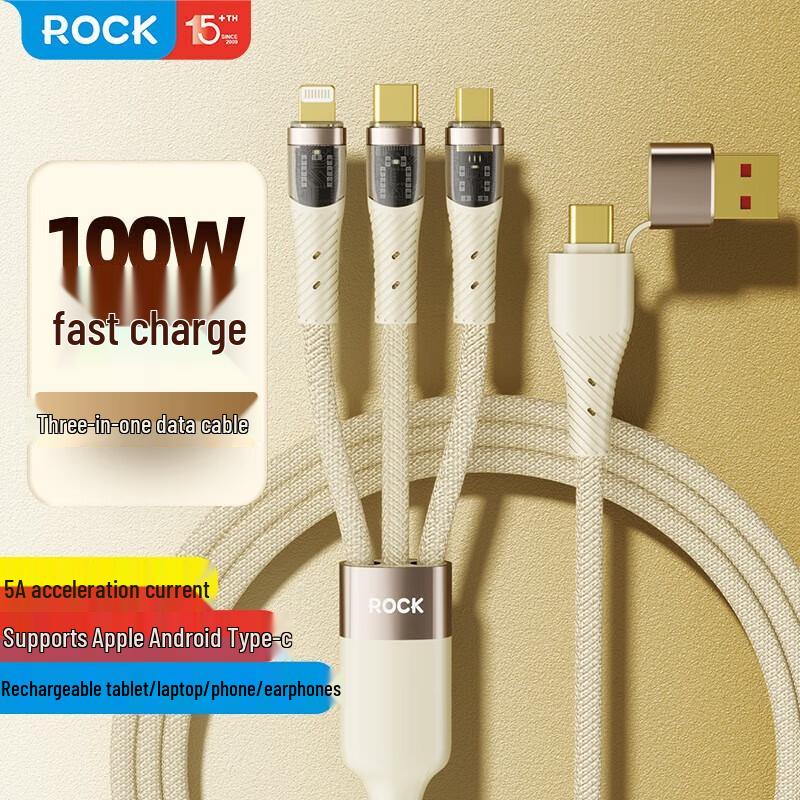 ROCK G20 PD100W Transparent 2-in-3 Fast Charging Data Cable