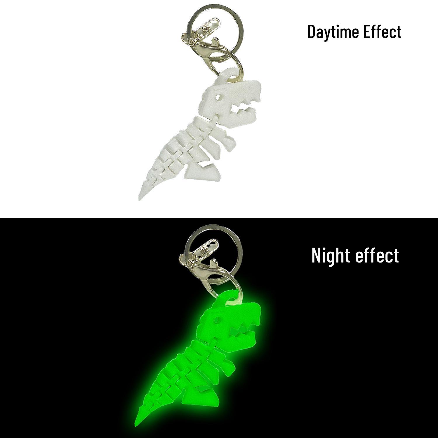 Glowing 3D Printed Shark Skeleton, Cute Kitten, and Dragon with Wings Figurine