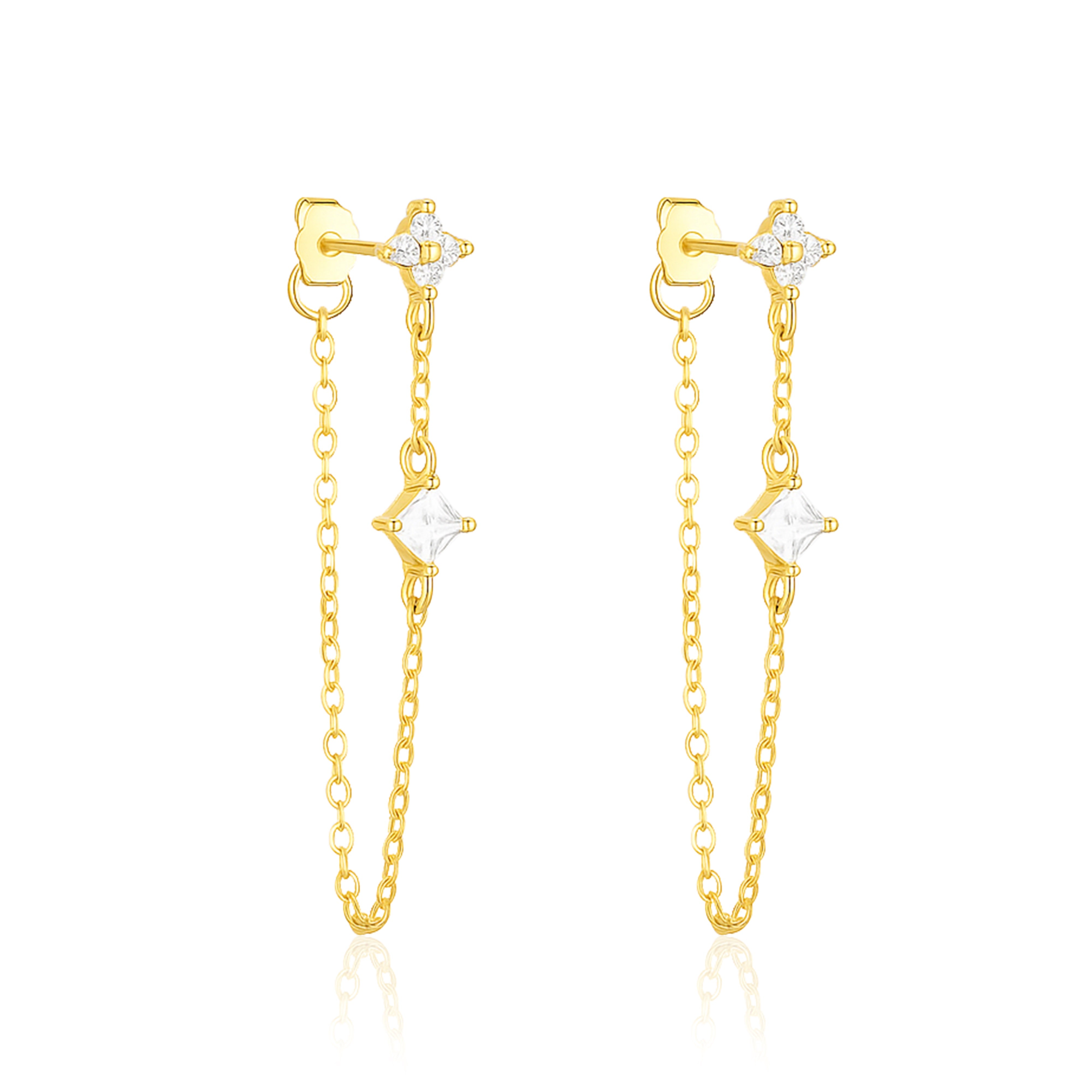 

Linked Chain Drop Dangle Earrings - Sterling Silver Gold Plated