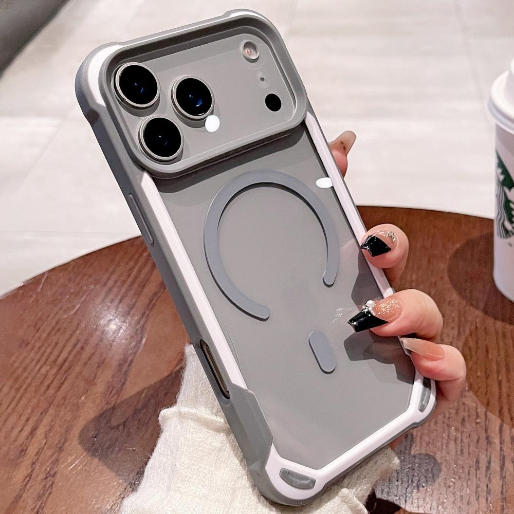 Luxury Contrast-Colors Armor ForMagsafe Case ForiPhone 17 Air 16 15 14 13 12 11 Pro Max Plus Hard Clear Mganetic Acrylic Cover