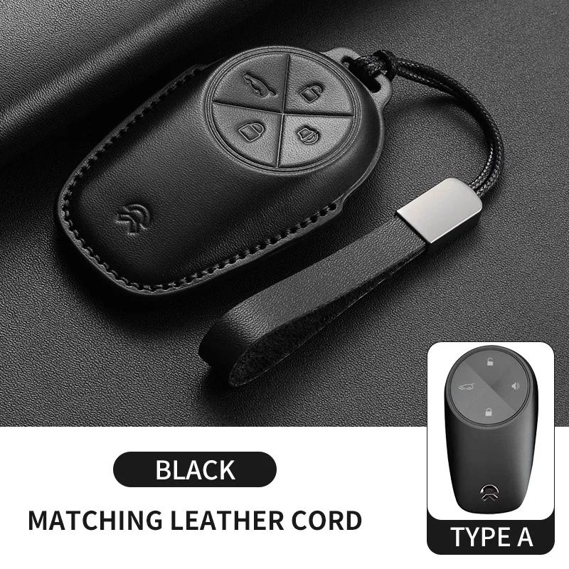 Leather Car Key Case Cover For Wei Lai Nio Es6 Es7 Es8 Et5 Et7 Et9 Ec6 Ec7 Et5T Eve Ep9 - Car Keychain Protection Shell
