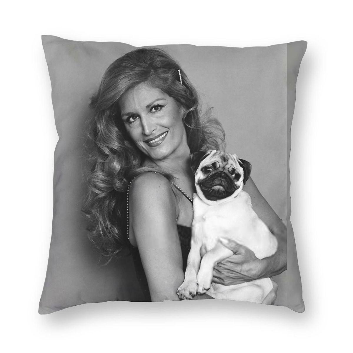 Dalida France Pulldog Square Pillowcase Polyester Linen Velvet Pattern Zip Decor Home Cushion Case 18 Peach skin 18*18(CM)-1Pcs