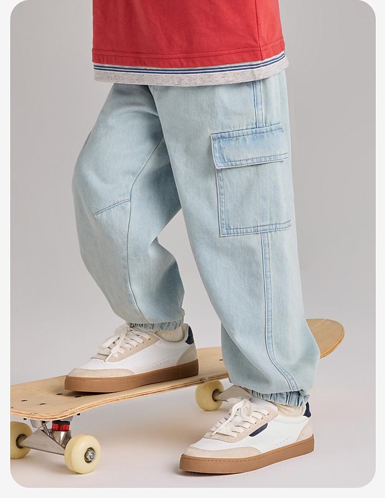 David Bella Boys' Jeans Autumn Collection New Children's Work Pants Medium and Large Cotton Leg Tights
