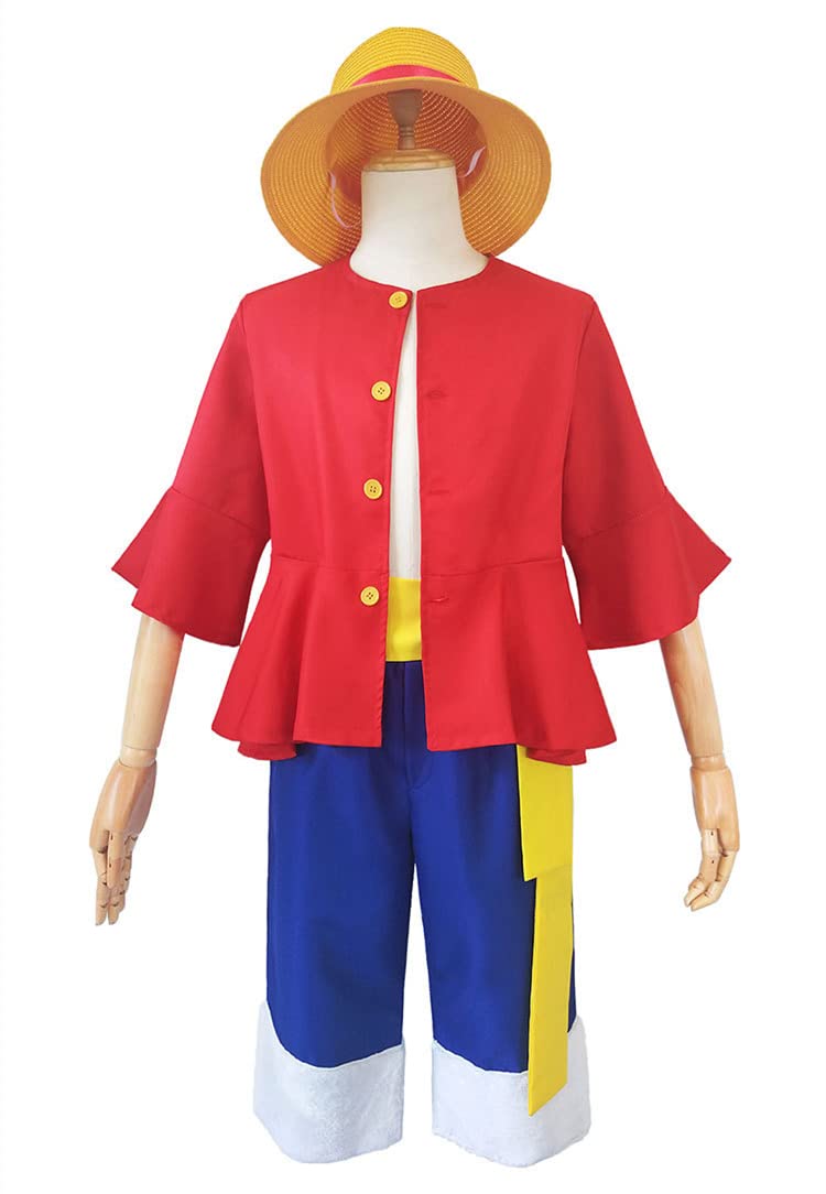 

[веселые костюмы] One Piece Luffy Соломенная шляпа Косплей Костюм Маскировка Костюм Косплей (Взрослый M, костюм + шапка)