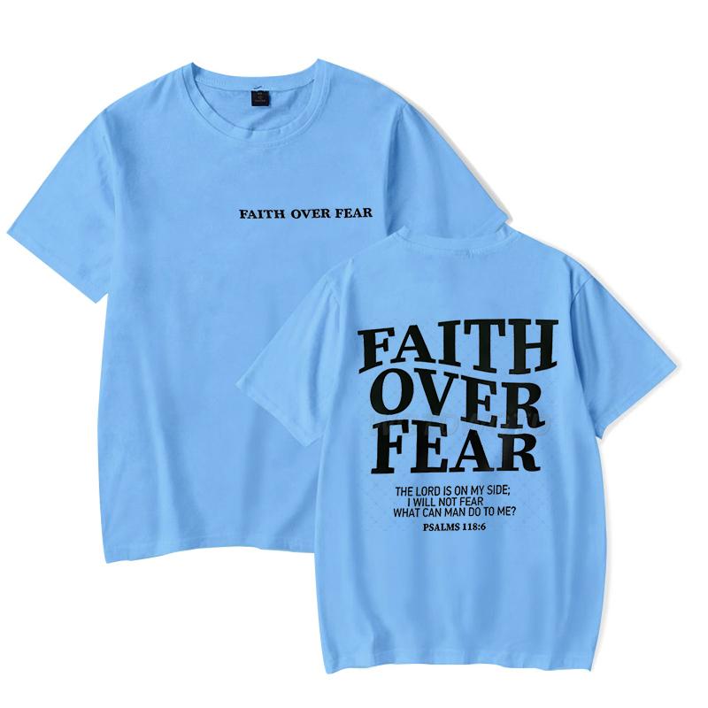 Faith Over Fear Christian T-shirts for Men Women Teen Boy Girl Summer Clothes Trendy Gift for Christian Faith Merch T-shirt Tops