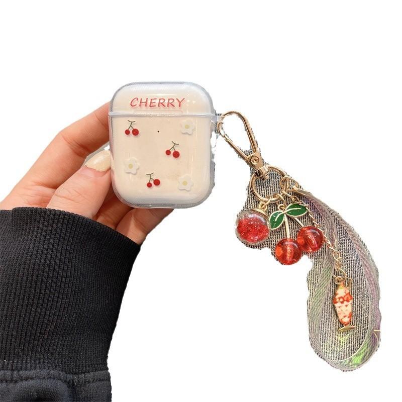 Cute cherry for AirPods 1 /1 generation Pro earphone case 1st generation earphone case transparent soft case female fresh