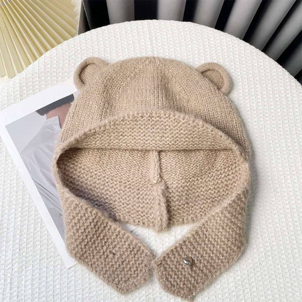 Winter Autumn Warm Beanie Hats Cute Ear Protection Cap Fashion Bear Ear Knitted Cap  Streetwear