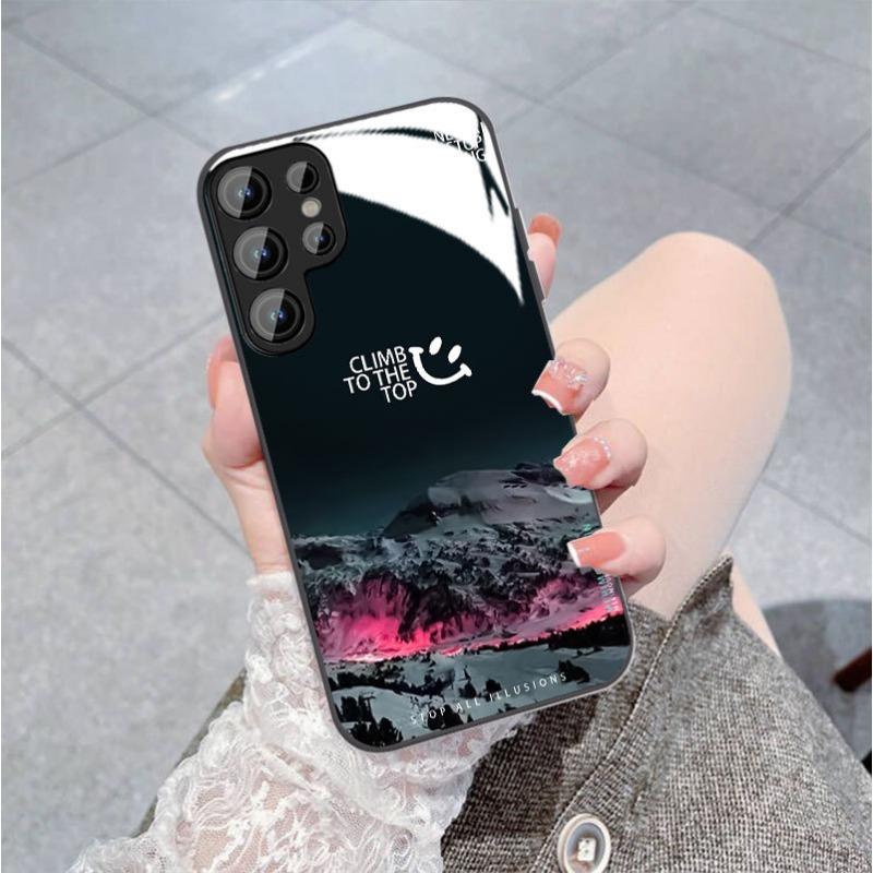 Snow Mountain Is Suitable for Samsung S24ULTRA Mobile Phone Case S23 Glass Mirror S22 Trendy Brand A52A54 Boys New A14