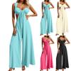 Women Sleeveless Backless Jumpsuit Wide Leg Casual Outfit with Cut Out Detailing for Summer Daily Wear