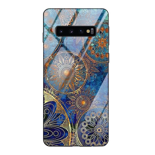 

Чехол из закаленного стекла с цветком мандалы для Samsung Galaxy S21 S20 Fe Ultra Plus S10e S10 S9 A52 A71 A52s 5g Note 20 10 Lite 9 For Samsung S21Ultra