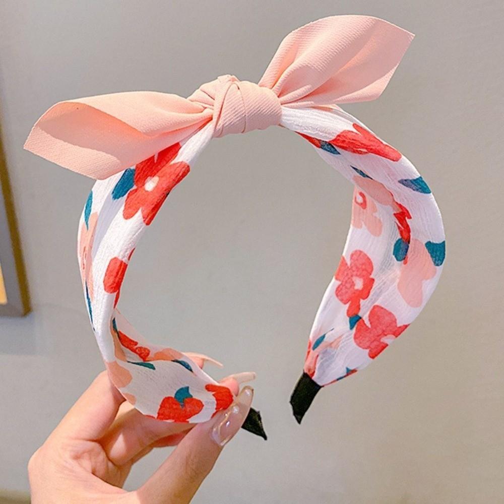 Bow Knot Women's Wide Headband Printed Hair Hoop Headwear Trendy Retro Polka Dot Hairband  Girls