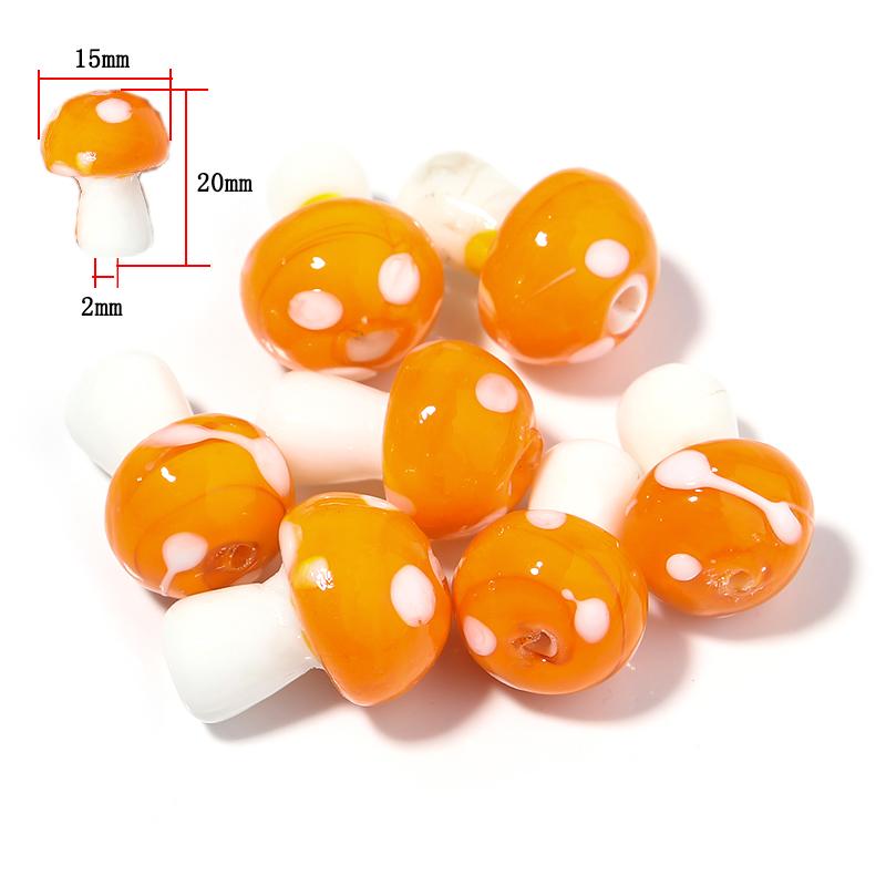 10-20Pcs 16x12mm Liuli Silica Lampwork Mushroom Beads Colourful Loose Glass Beads For Needlework DIY Jewelry Making Accessories