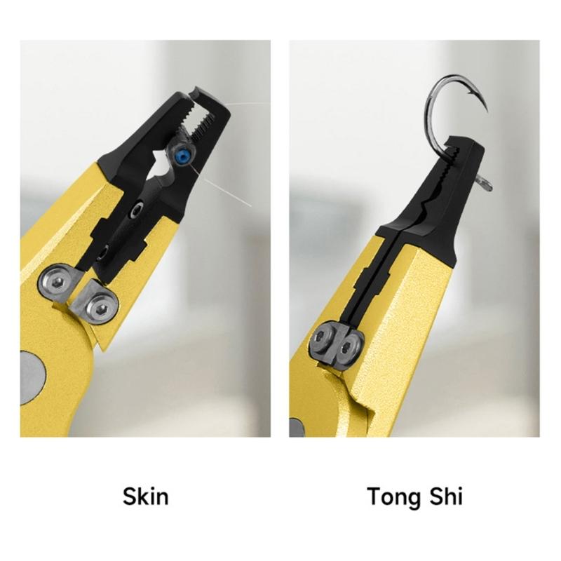 Fishing Plier Fishing Multitool Pliers Multifunction Braided Fishing Line Cutter Rings Opener with Sheath Coiled Lanyard