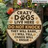 2D Printed Metal Sign In a Vintage Round Shape - Crazy Dog House, Suitable for Both Indoor And Outdoor Use, a Practical Home Decor Metal Sign - Retro