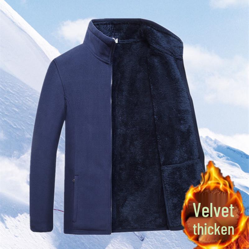 Men's Thickened Double-Sided Fleece Windbreaker Jacket - Warm, Loose, Plus Size for Outdoor Autumn/Winter Wear