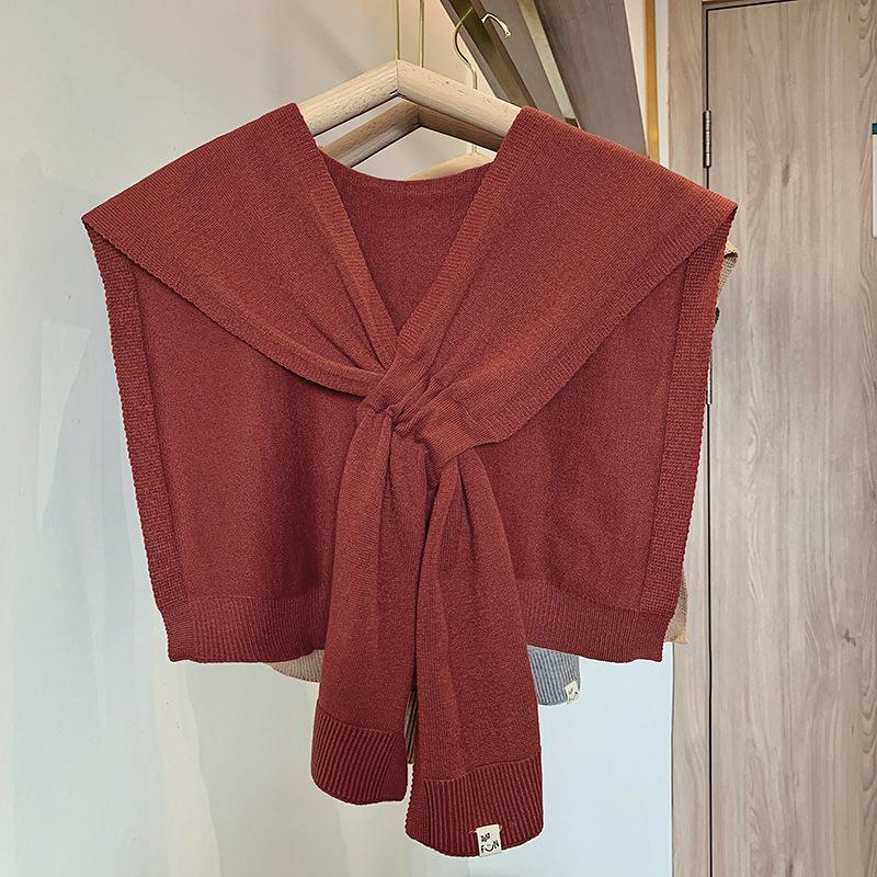 

Шаль женская крестообразная универсальная жилетка цвета хаки на плечо шея шаль завязанный фальшивый воротник студент кирпич красный