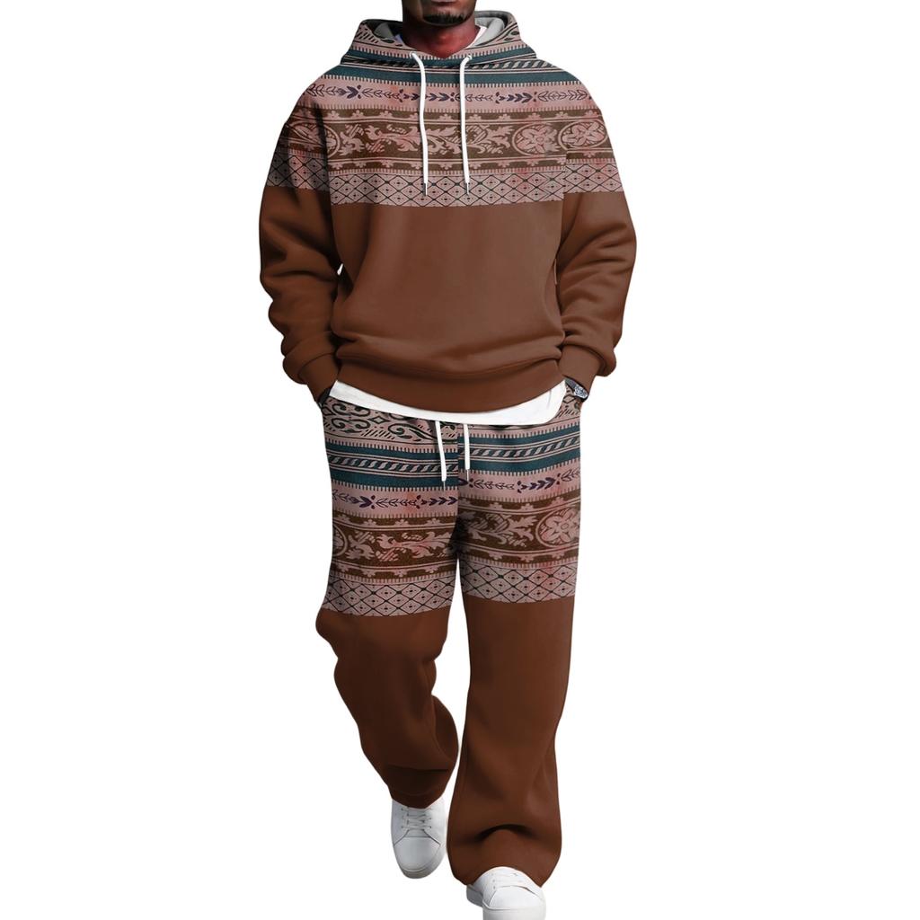 Completo con Felpa e Pantaloni da Tuta da Uomo con Vita Elastica, Outfit Casual Due Pezzi