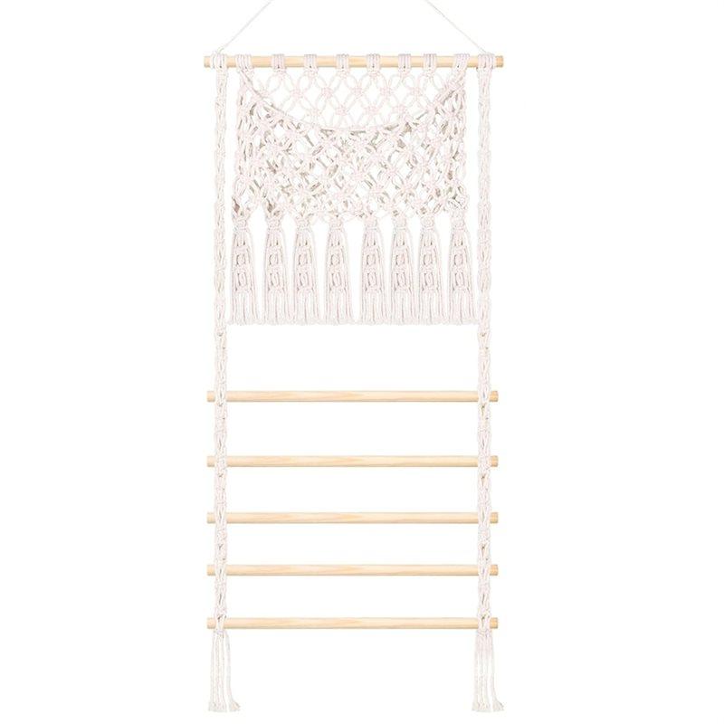 

A84E-Macrame Hair Claw Clip Organizer Hair Accessorie Hanging Storage Home Decor Wall