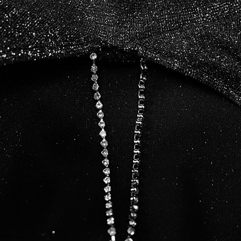 Women, Spring Autumn, Sexy, Backless, Chain, Glitter, Party, Elegant, Outfits, Long Sleeve, Mini Dress