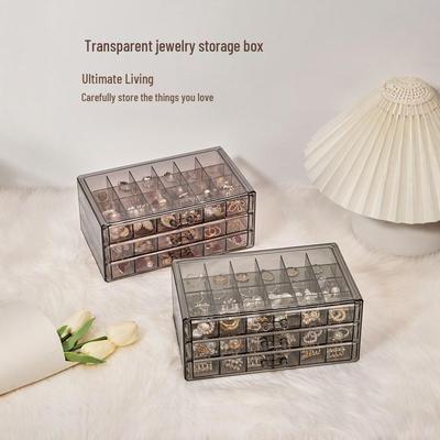 Scatola Porta Gioielli Trasparente Multistrato: Grande Capacità per Anelli, Orecchini, Collane, Braccialetti - Elegante Design a Cassetto per Uso Domestico