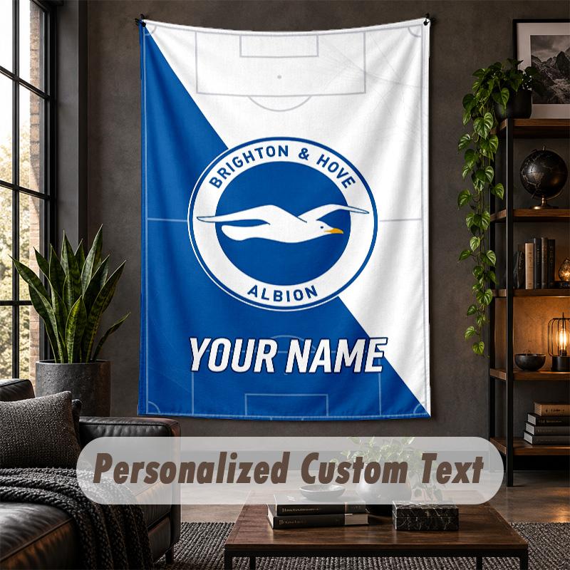 Tapeçaria de Parede Brighton & Hove Albion Estampa de Futebol Nome Personalizado Texto Pendurado na Parede Decoração de Casa
