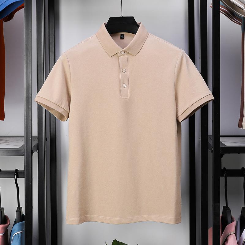 Modisches Poloshirt für Herren mittleren Alters, kurzärmeliges T-Shirt aus merzerisierter Perlbaumwolle, Sommer-Revers, Business-Casual-T-Shirt