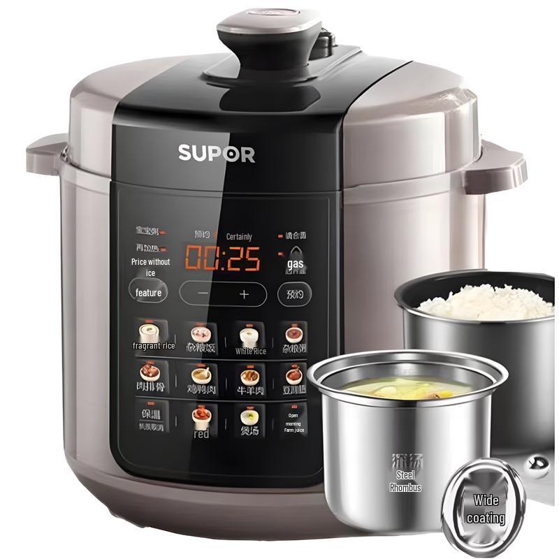 SUPOR 5L Smart 0-Coating Dual Pot Electric Pressure Cooker CN plug (adapter included)