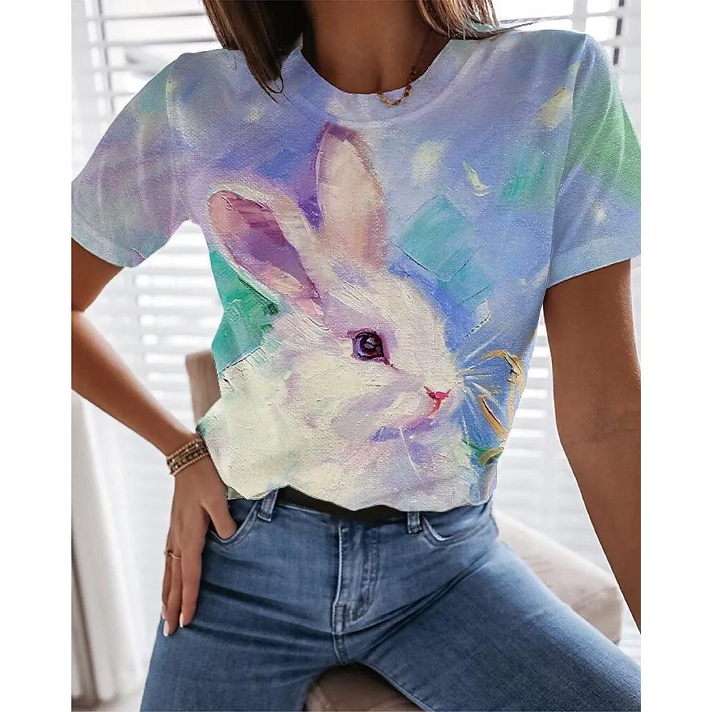 Women's T Shirts Funny 3D Kawaii Cat Print T-Shirts Fashion O-neck Short Sleeve Top Female Y2k Clothing Cute Clothes