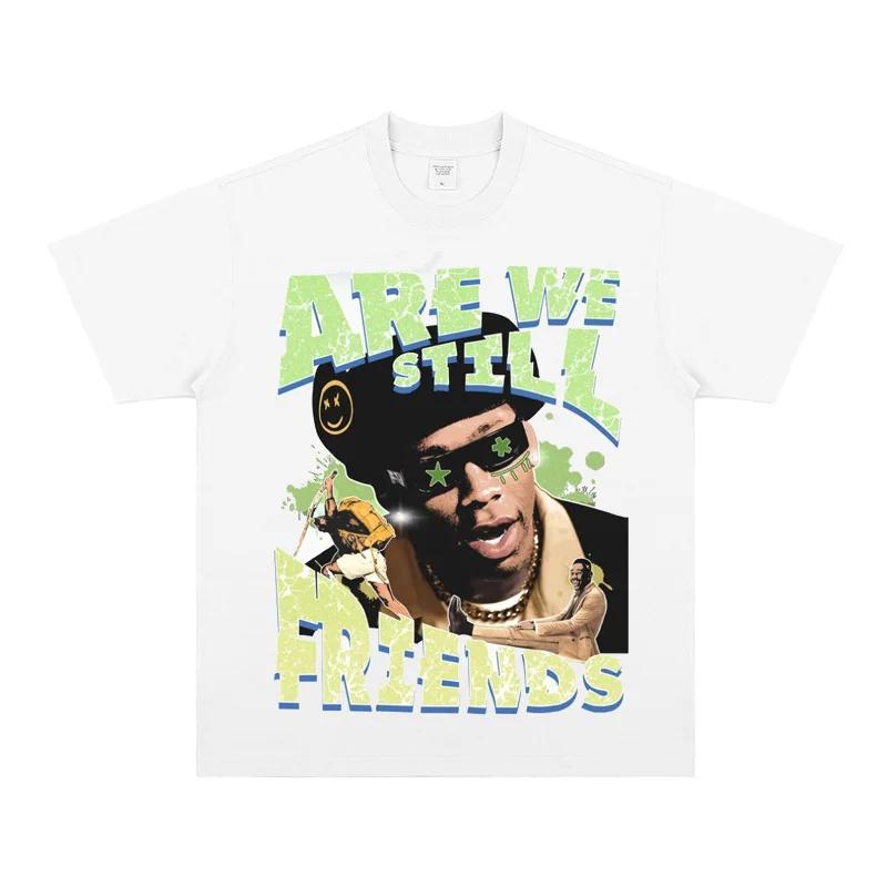 Herren Hip-Hop Kurzarm Streetwear Porträt Retro High-Street Locker Schwer reine Baumwolle Digitaler Direktdruck T-Shirt