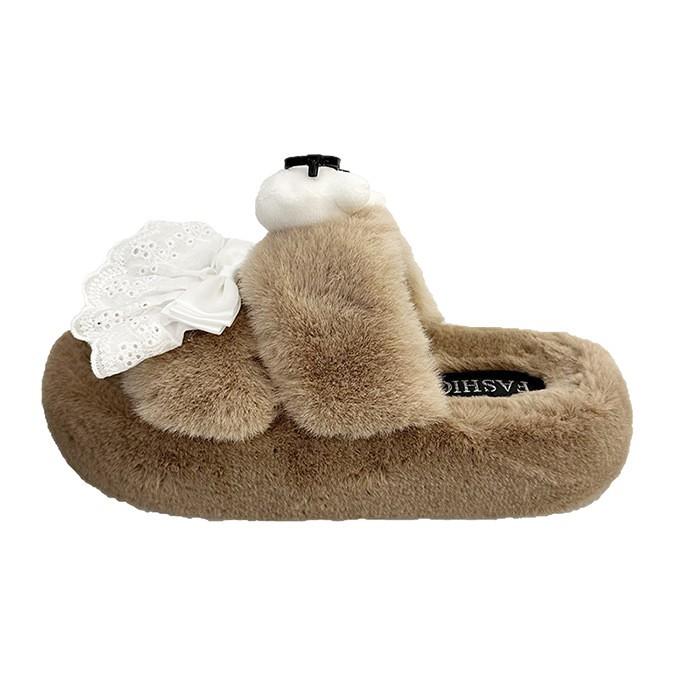 2025 New Cute Cartoon Fluffy Slippers Women's Autumn and Winter Home Indoor Non-slip Thick Bottom Student Dormitory Cotton Mop