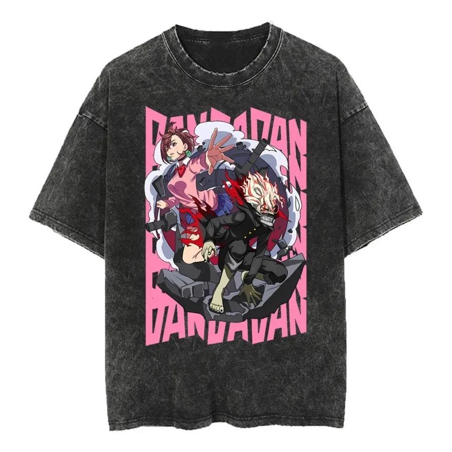 Anime DanDaDan Grafikdruck Sommer Vintage Gewaschen Herren Damen Mode Baumwolle T-Shirt Streetwear Hip Hop Y2K T-Shirt Übergroßes Neues Oberteil