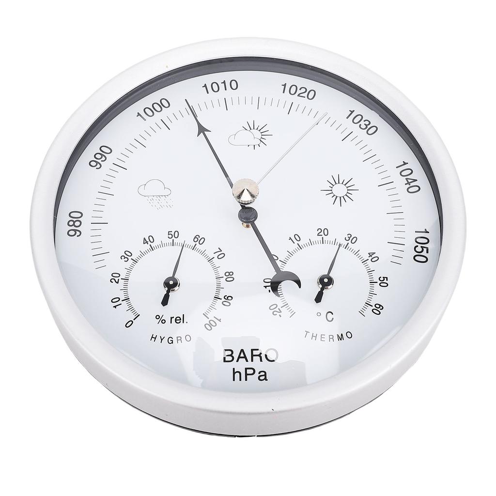 Round Weather Station Aluminum Alloy Mechanical Movement Wall Hanging Thermometer Barometer Hygrometer for Indoor