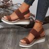 Plus Size Elastic Band Wedge Sandals, Women's Summer 2025, Slip-on Thick Sole Open Toe Sandals