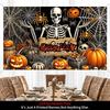 1 item, Halloween banner background decoration, 2D flat skull figure, pumpkin and spider web pattern background wallDJH
