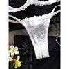 White Lace Three-Point Open Crotch & Bust Lingerie Set with Cutout Thong