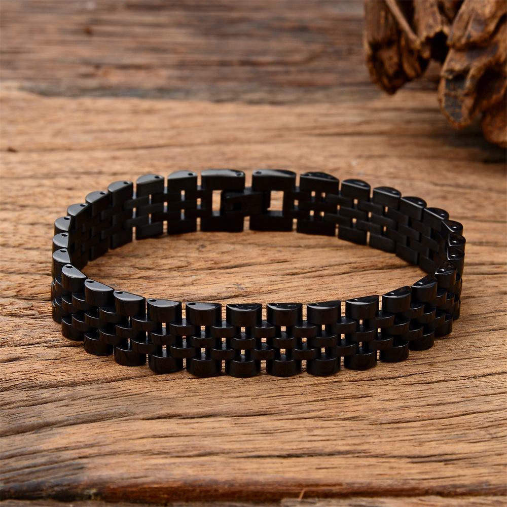 High Quality Polishing Stainless Steel WaterProof 15mm Width Watch Bracelet for Men