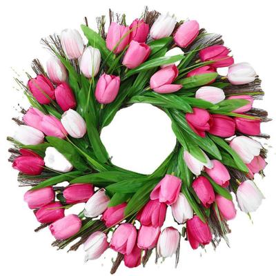 Garland Simulation Tulip Garland Door Ring Decoration Flower Silk Flower Simulation Flower Wall Decoration Pendant