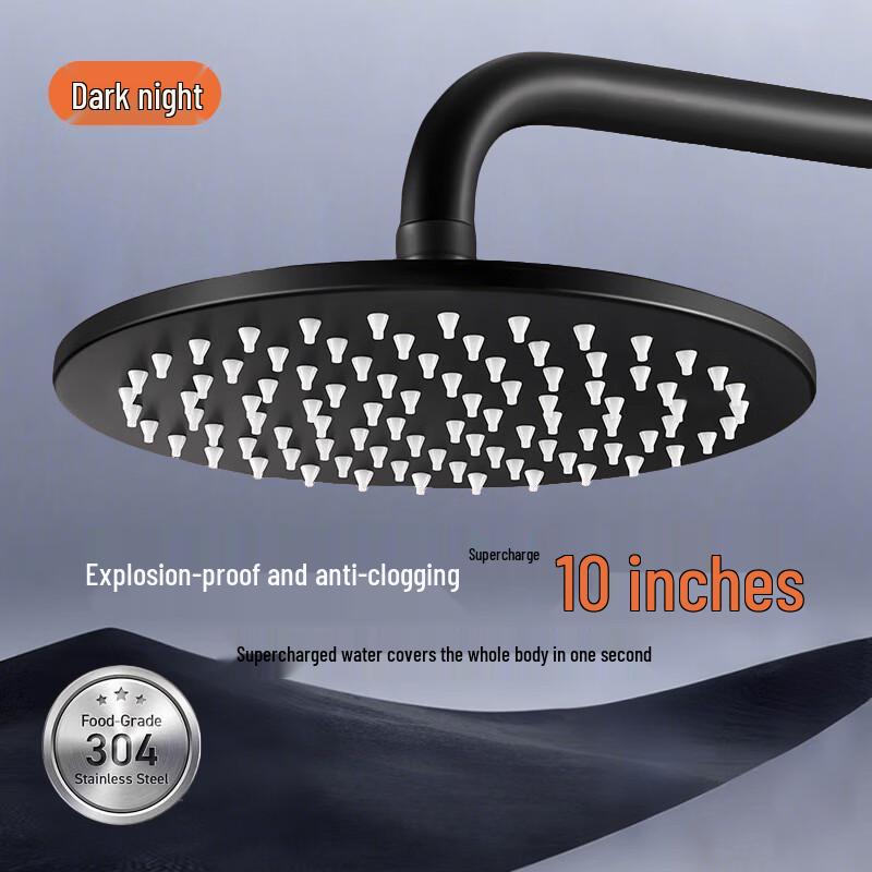 

Fadireal 304 SS Matte Black 10-inch Round Shower Head