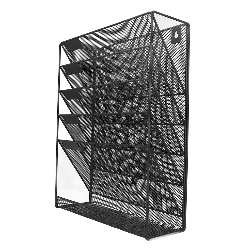 Wall File Organizer 5 Pockets Durable Metal Space Saving Wall Mount Wall File Holder for File Document Notebook