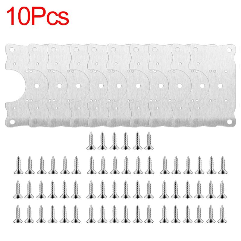 10x Stainless Steel Hinge Repair Plate For Cabinet Furniture Hinges Mounting Tool Kitchen Cupboard Door Fixing Plate Home Tools
