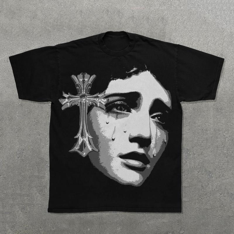 

Европейские и американские мужские и женские летние свободные футболки с короткими рукавами и круглым вырезом с принтом 3XL чёрный