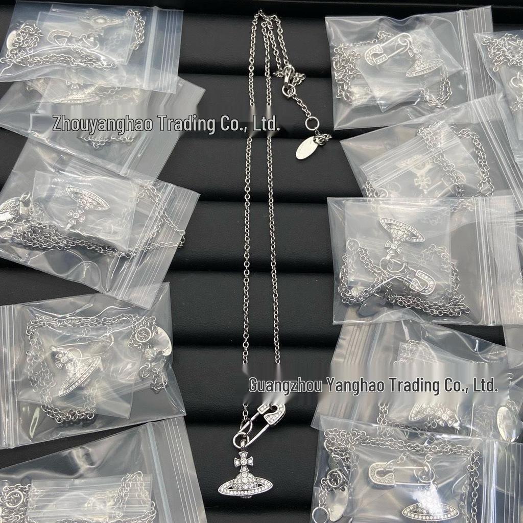 Seiko Nishika Saturn Diamond Paperclip Necklace for Women