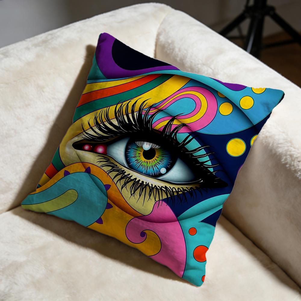 Creative Art Eyes Cushion Cover Soft Decorative Pillow Case Suitable for Bedroom Sofa Car Travel Use